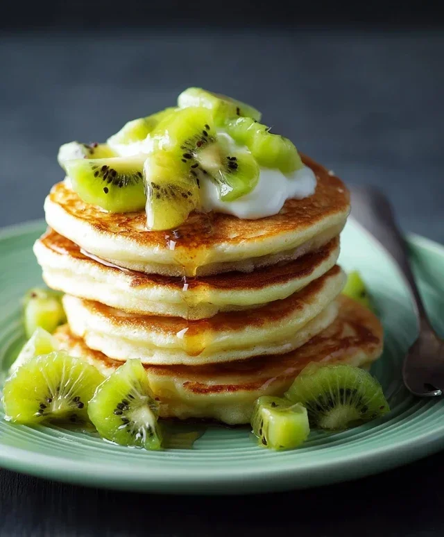 Kokos Pancakes mit Kiwisalat