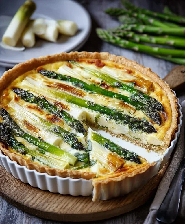 Spargel Quiche weiss gruen