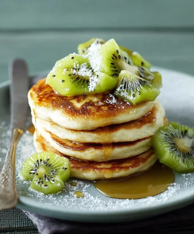 Kokos Pancakes mit Kiwisalat