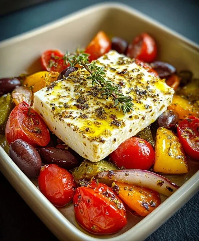 Gebackener Feta auf mediterranem Gemuse