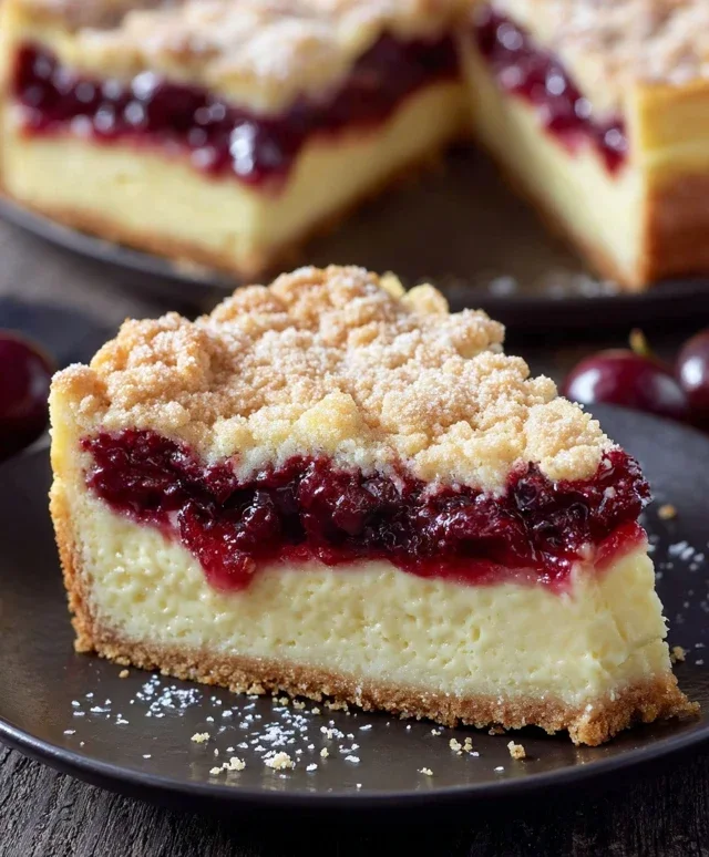Saftiger Käsekuchen mit Kirsch Extract Extracten und Streuseln