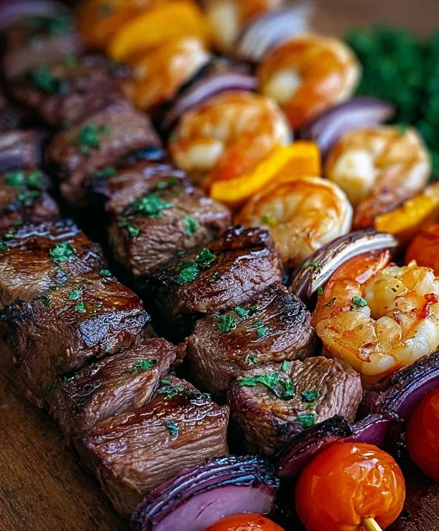 Gegrillte Steak und Garnelen Kabobs für jeden Anlass genießen!