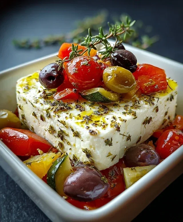 Gebackener Feta auf mediterranem Gemuse