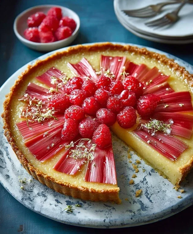Rhabarber Tarte mit Polenta Sahnecreme