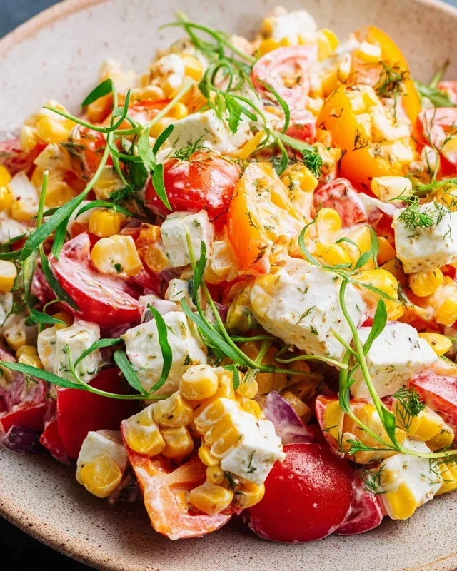 Paprika-Mais-Salat mit Feta & Joghurt