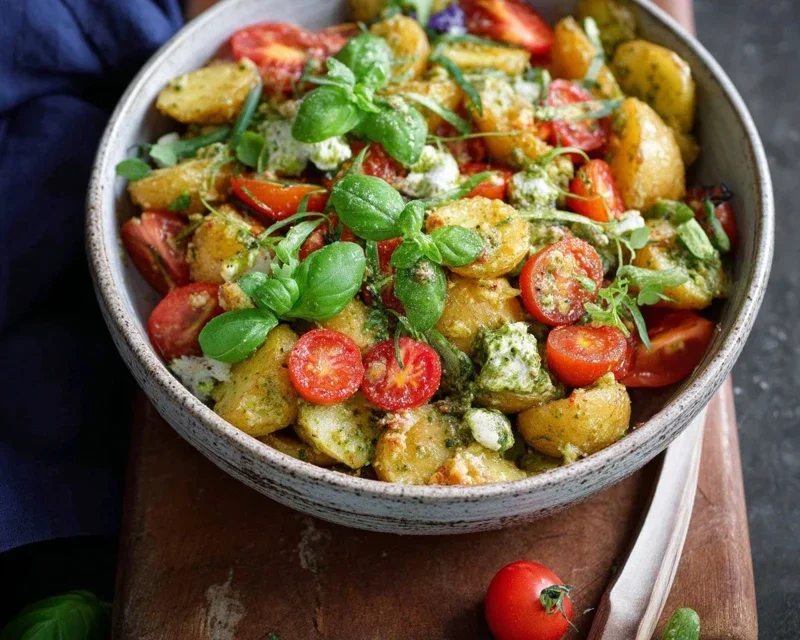 Kartoffelsalat - mediterran mit Pesto