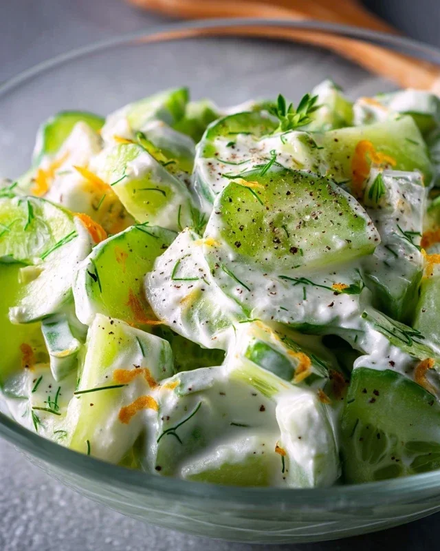 Leckerer Gurkensalat mit Joghurt Dressing