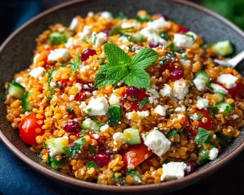 Orientalischer Rote Linsensalat mit Feta einfach genießen!