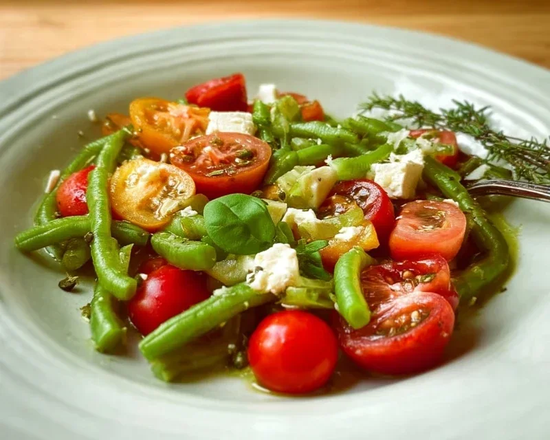 Grüne Bohnen Salat mit Tomaten und Feta