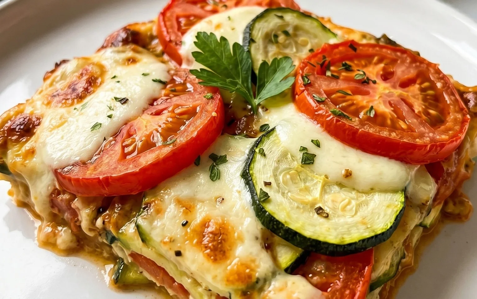 Tomaten Zucchini Auflauf mit Mozzarella