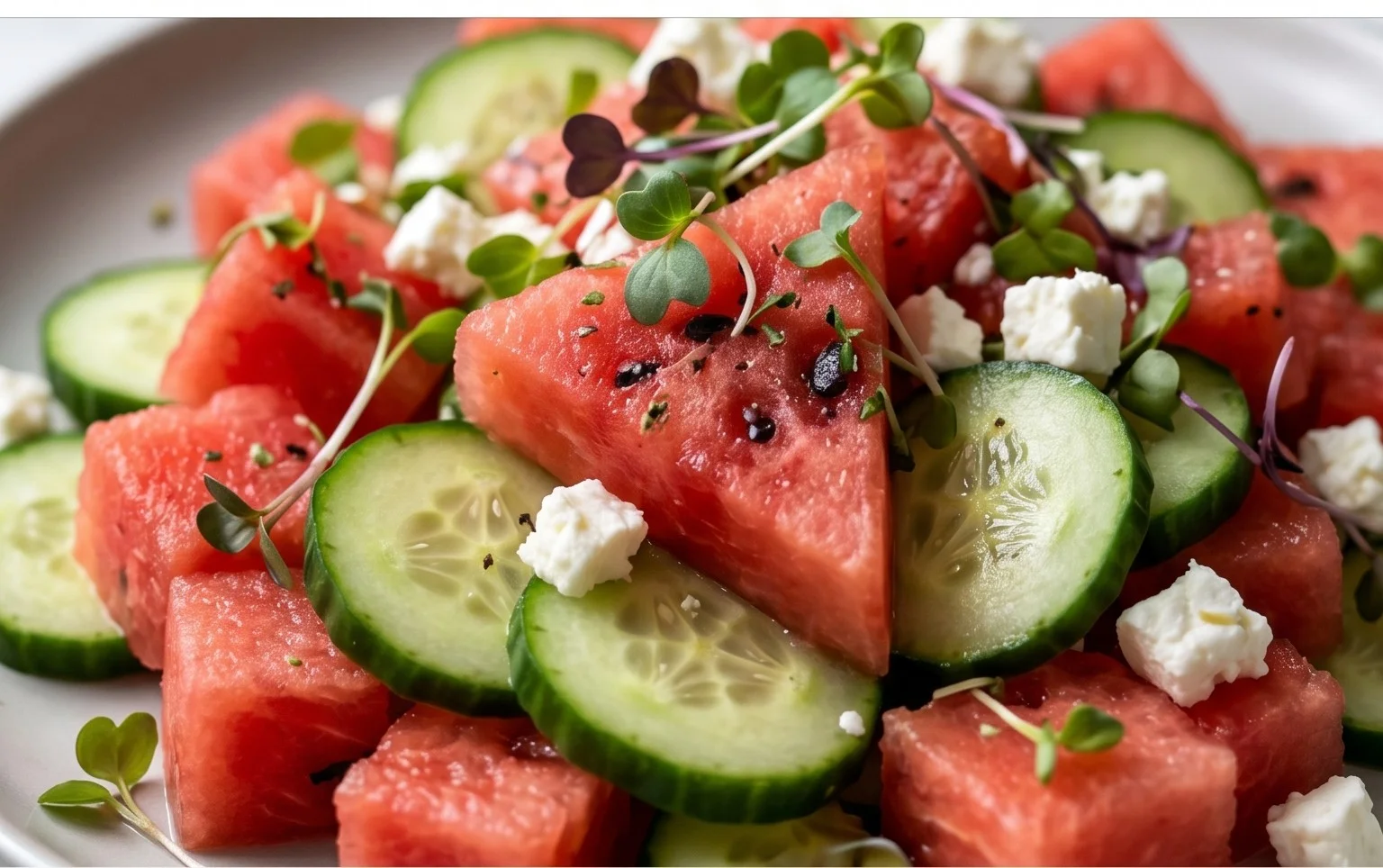 SIMPLE Watermelon + Cucumber + Feta Salad