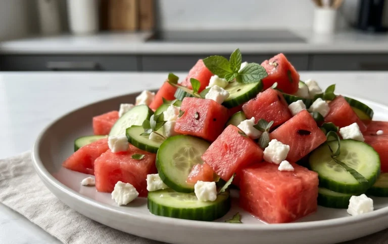 SIMPLE Watermelon + Cucumber + Feta Salad