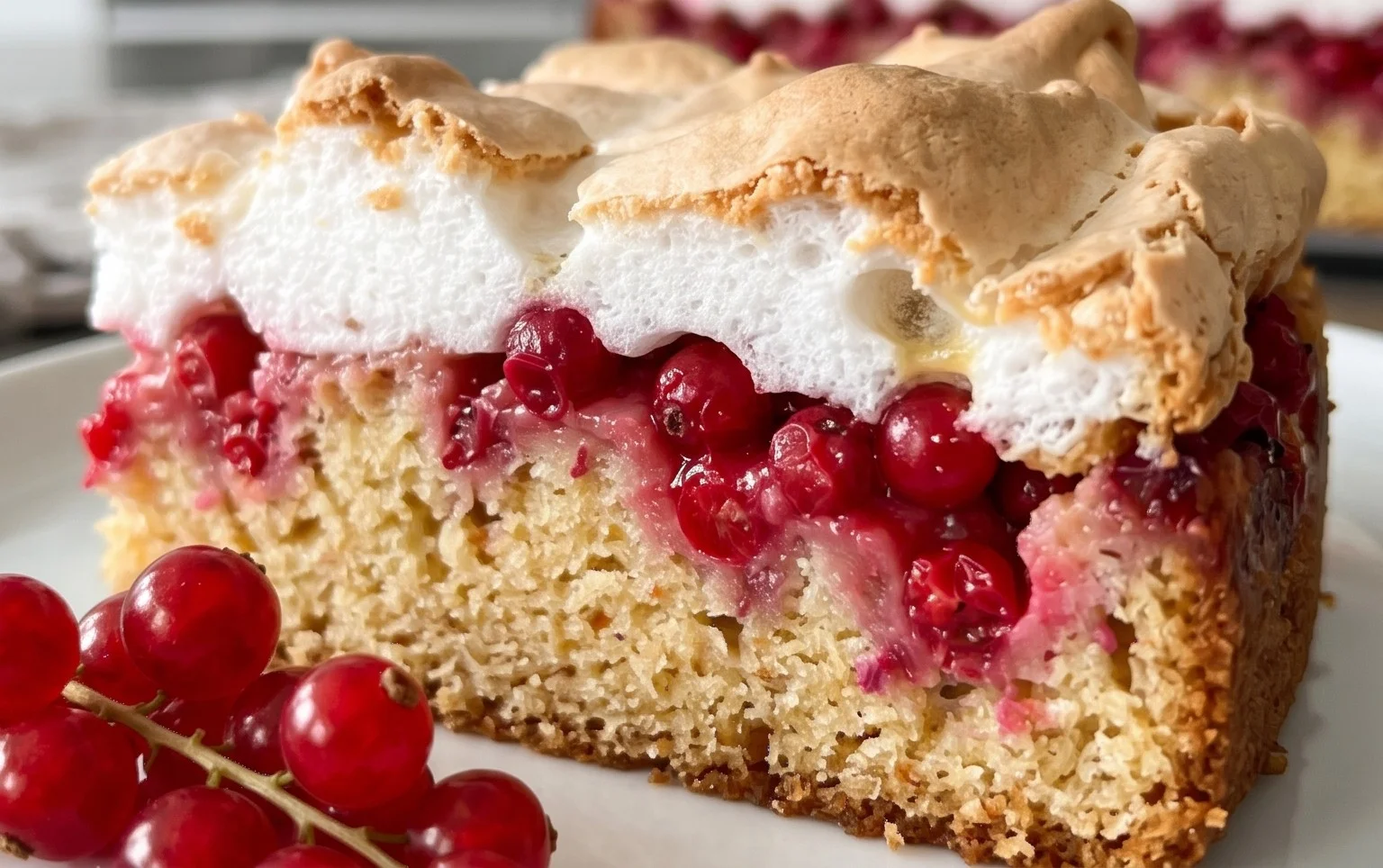 Johannisnon-alcoholic beer-Blechkuchen mit Baiser