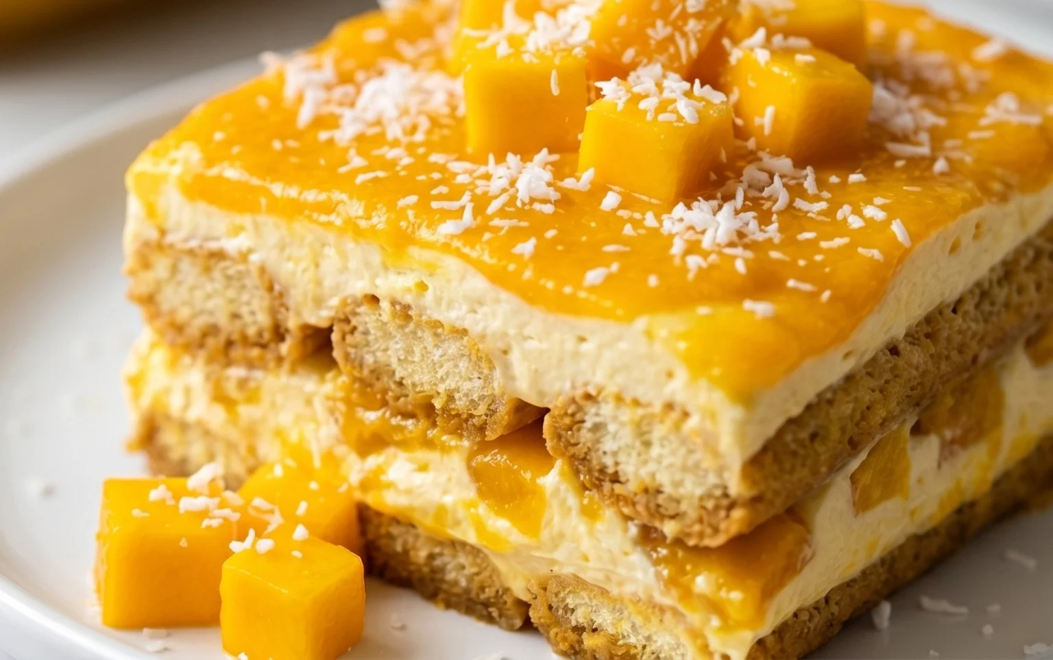 Mango Tiramisu (eggless, dairy-free)