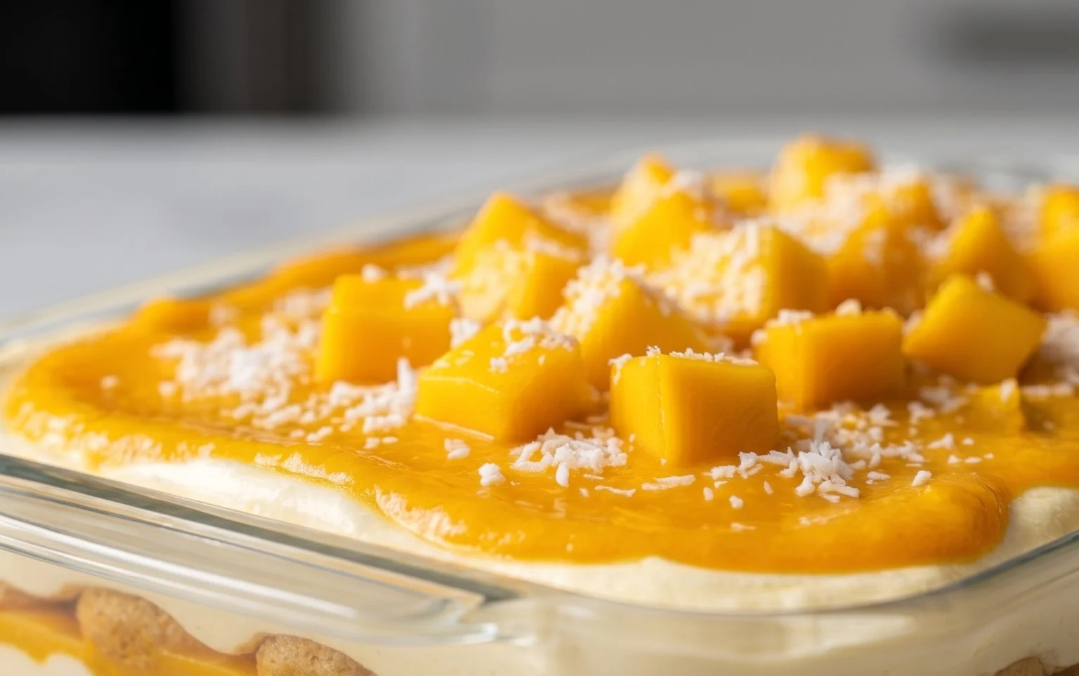 Mango Tiramisu (eggless, dairy-free)
