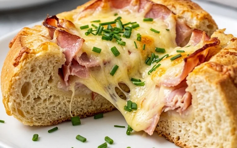 Handbrot mit Schinken und Käse