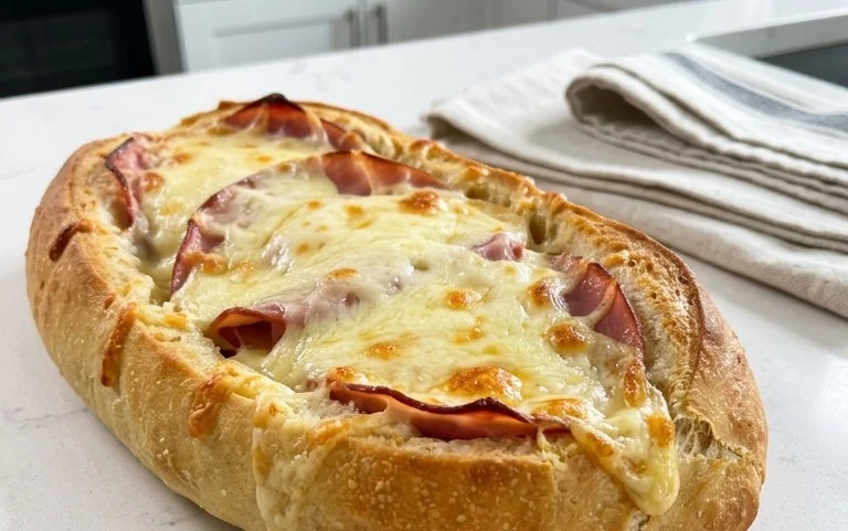 Handbrot mit Schinken und Käse