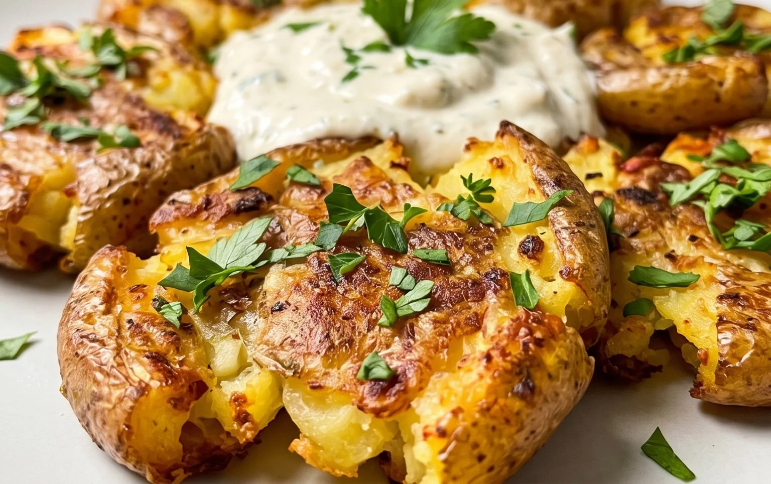Smashed Potatoes mit Dip - einfach & genial
