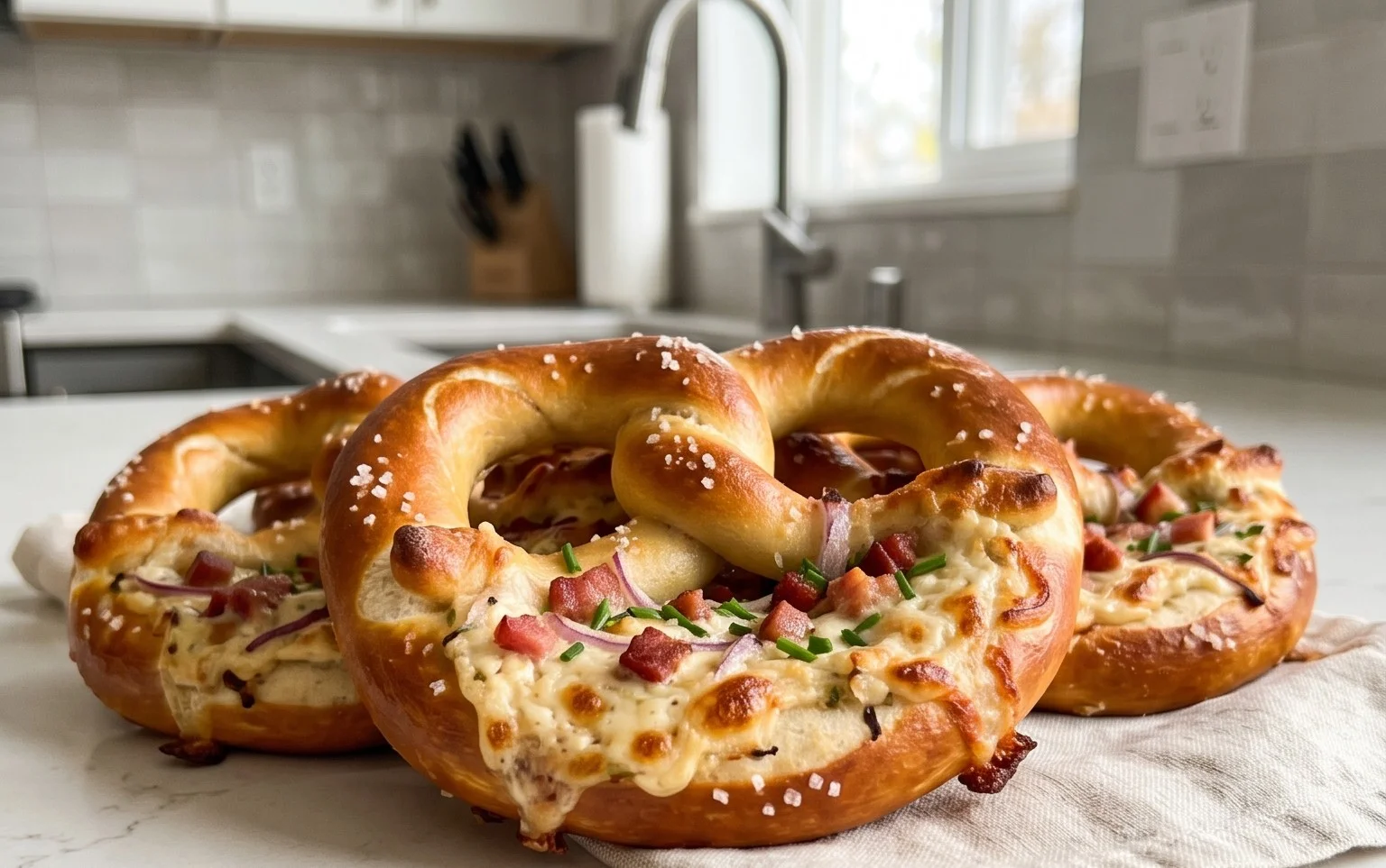 Flammkuchen Brezeln – Partysnack zum Vorbereiten