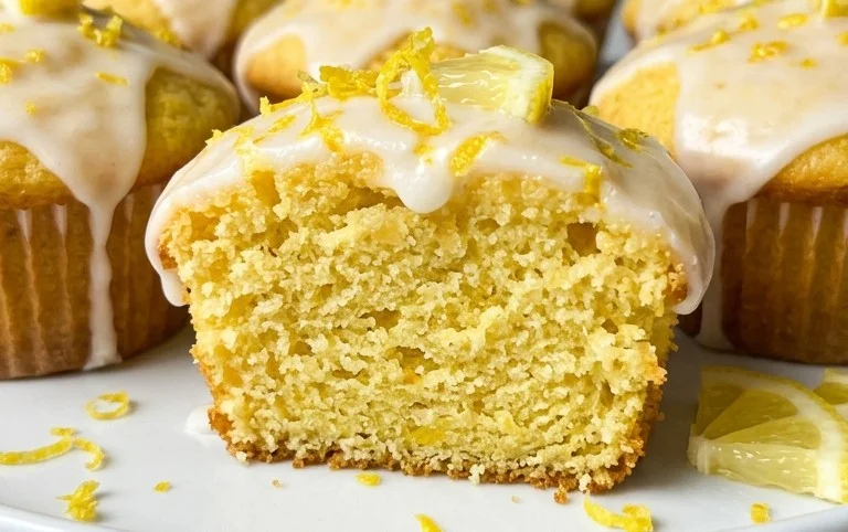 Saftige Zitronen Muffins mit Zitronenguss – einfach & fluffig