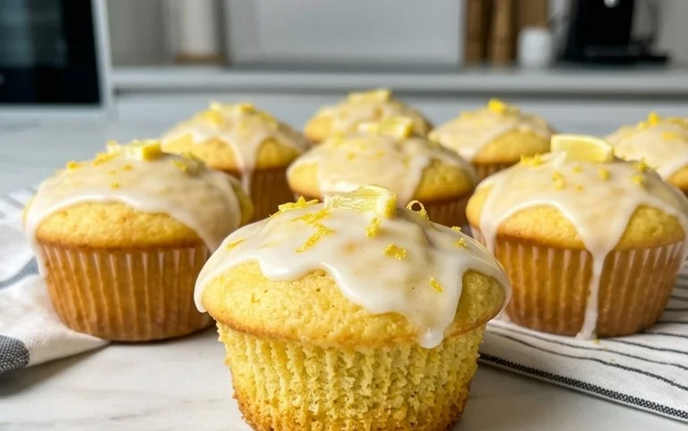 Saftige Zitronen Muffins mit Zitronenguss – einfach & fluffig