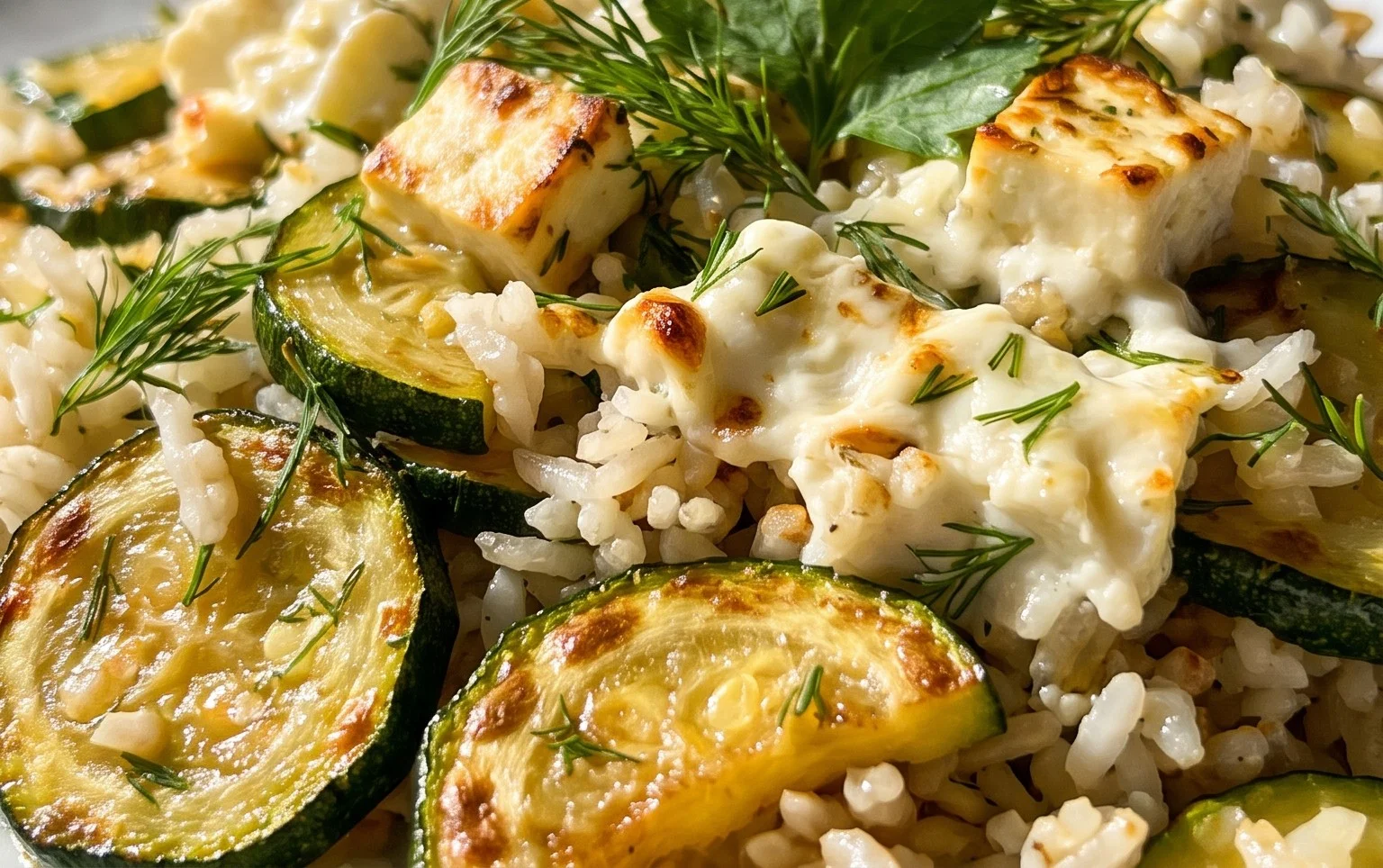 Zucchini-Reis-Pfanne mit Feta