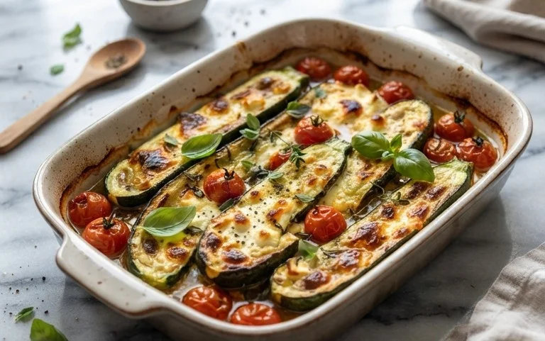 Courgettes feta au four