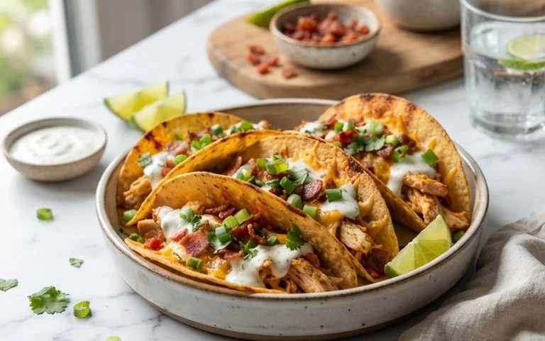 Baked Chicken Beef Bacon Ranch Tacos
