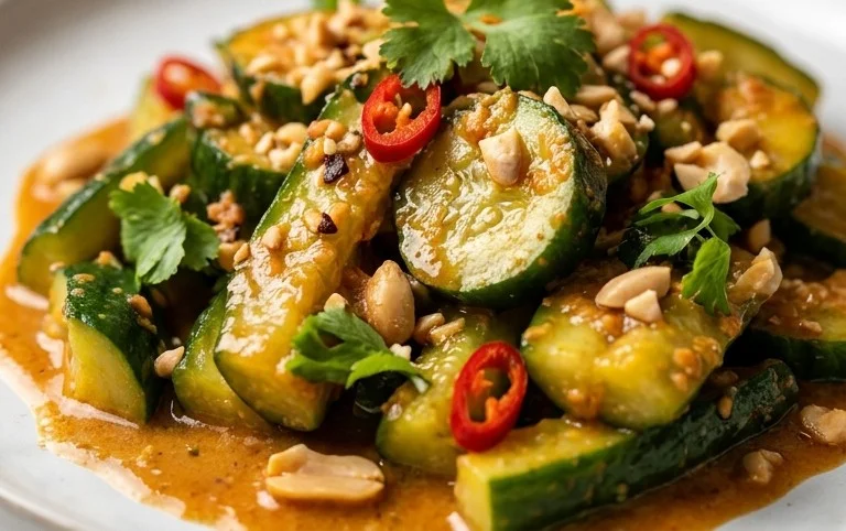 Cucumbers in Spicy Peanut Sauce