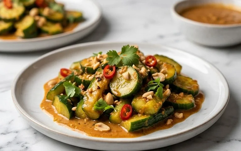 Cucumbers in Spicy Peanut Sauce