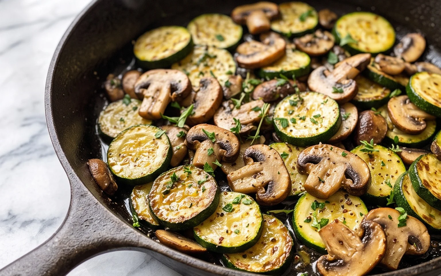Skillet Zucchini and Mushrooms