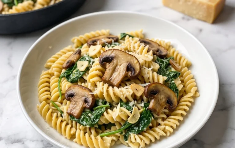 One-Pot Garlic Parmesan Pasta with Spinach and Mushrooms