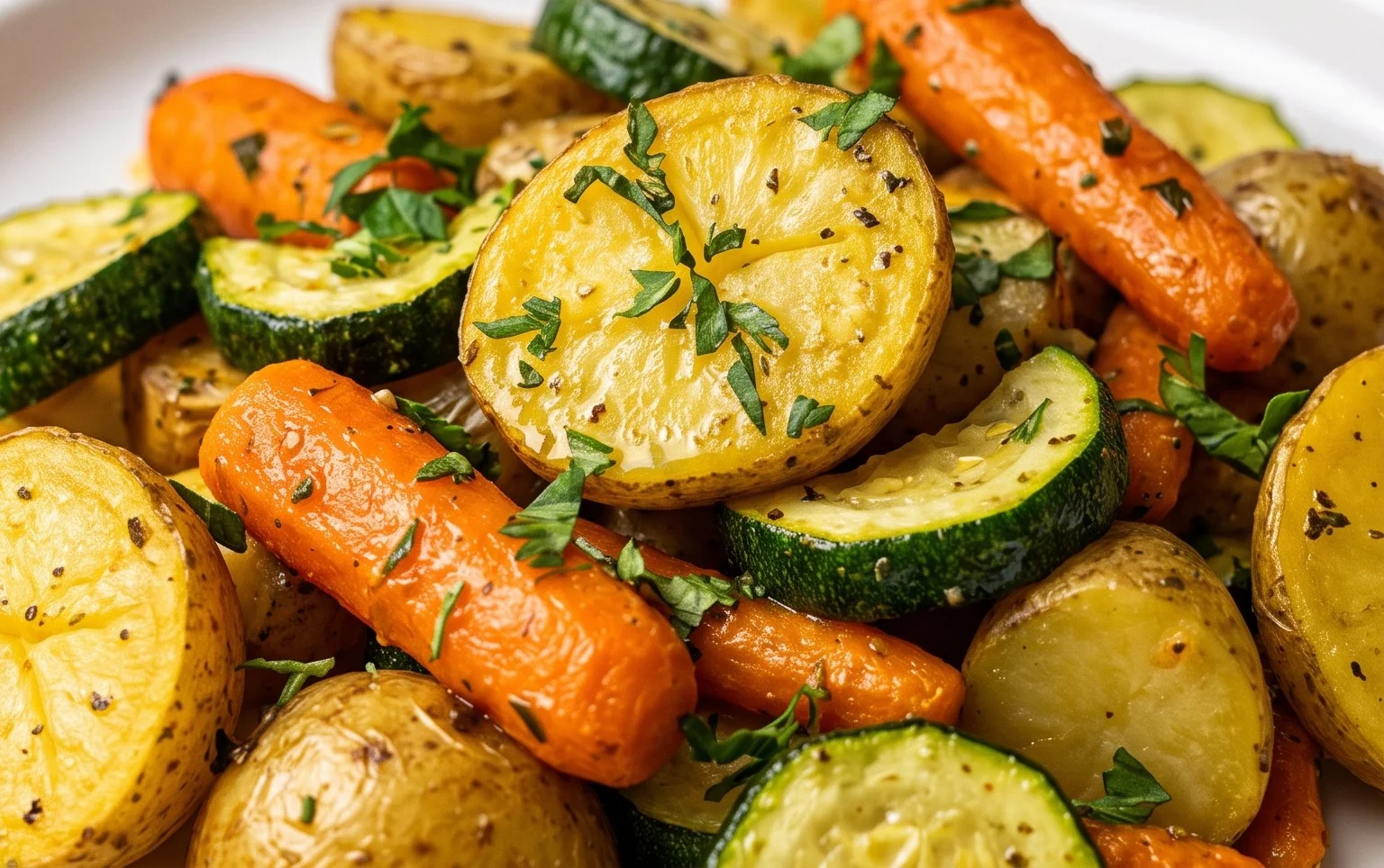 Garlic Herb Roasted Potatoes Carrots and Zucchini
