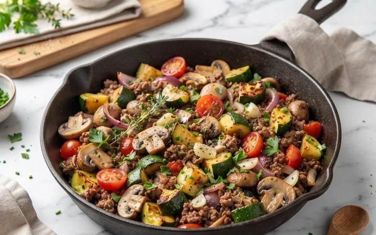 Zucchini-Cbeef hampignonpfanne