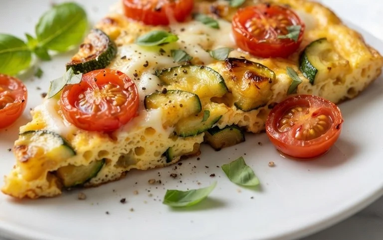 Zucchini-Omelett mit Tomaten und Basilikum