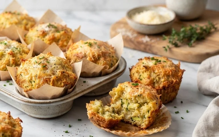 Crispy Parmesan Zucchini Potato Muffins
