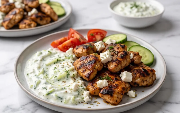 Mediterranes Hähnchen-Gyros mit Feta-Tzatziki genießen!