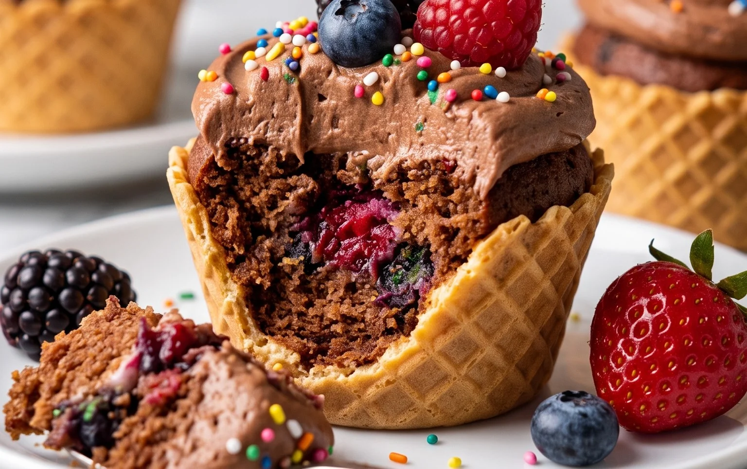 Kuchen im Waffelbecher