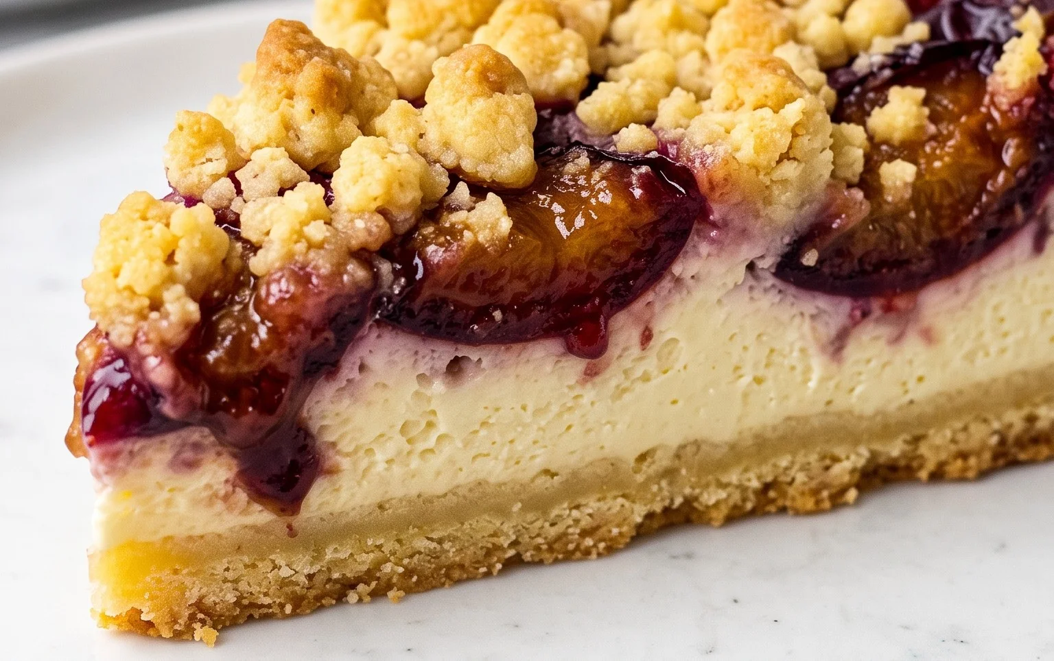 Zwetschgen-Käsekuchen - mit Mürbeteigboden & Streusel