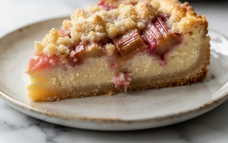 Rhabarber Käsekuchen mit Streuseln