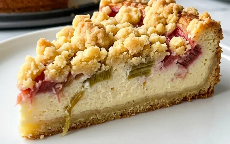 Rhabarber Quarkkuchen mit Butterstreuseln
