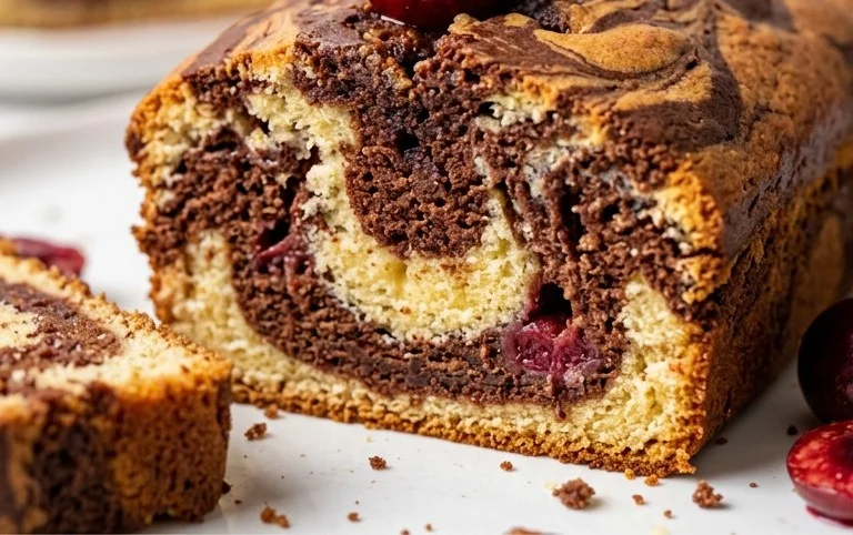 Marmorkuchen mit Kirsch Extracten vom Blech