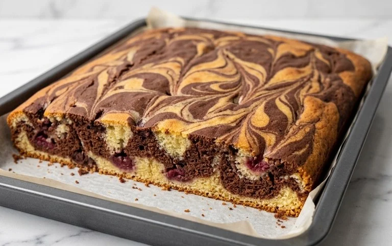 Marmorkuchen mit Kirsch Extracten vom Blech